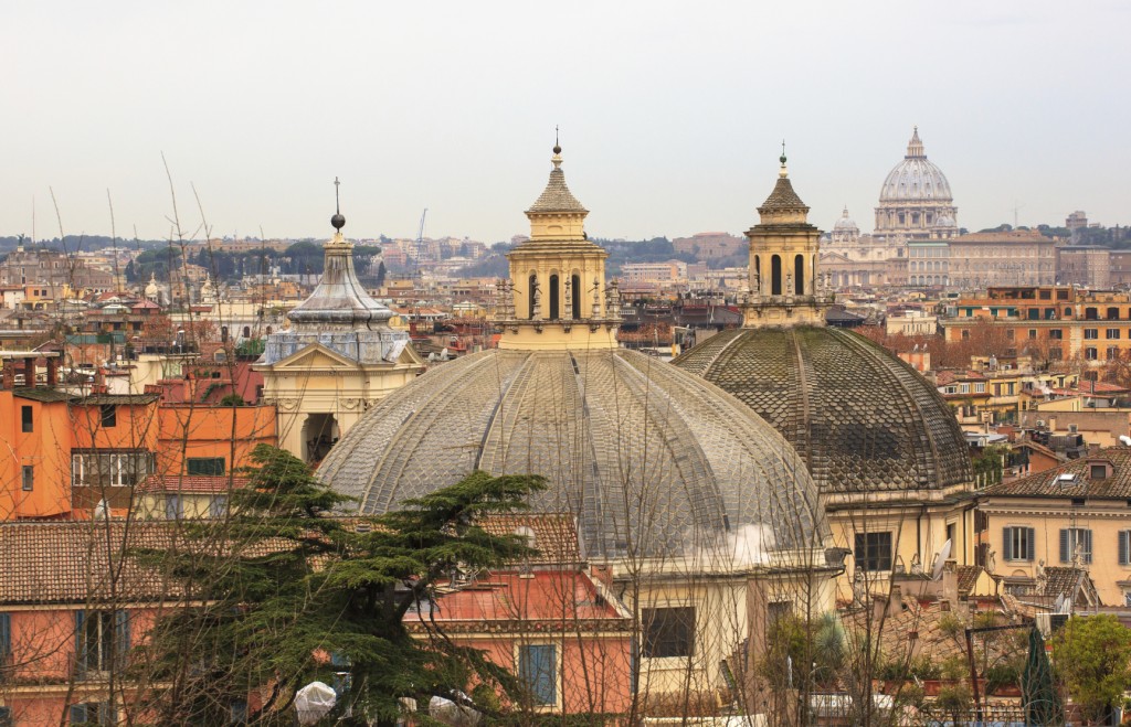 View of the Domes church from Pincio in Rome