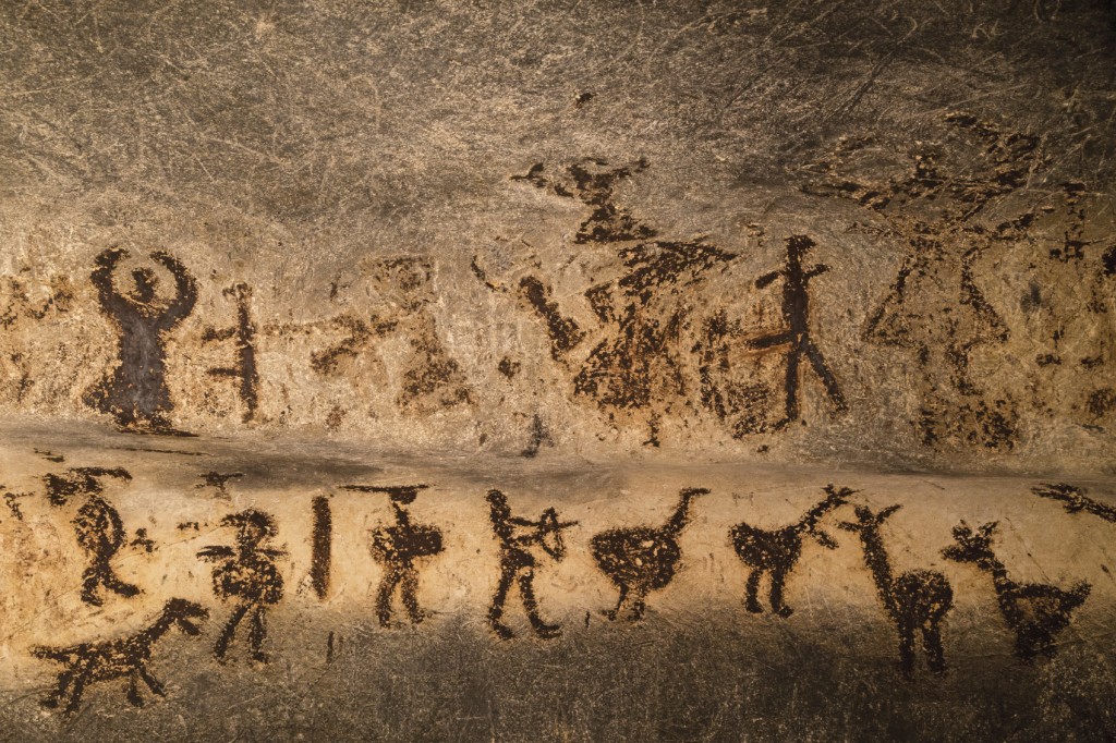 Beautiful cave paintings dating from the late Neolithic, Epipaleolithic and early Bronze Age.  The Magura cave in Bulgaria.